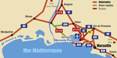 Карта аўтамабільных дарог Марсэль